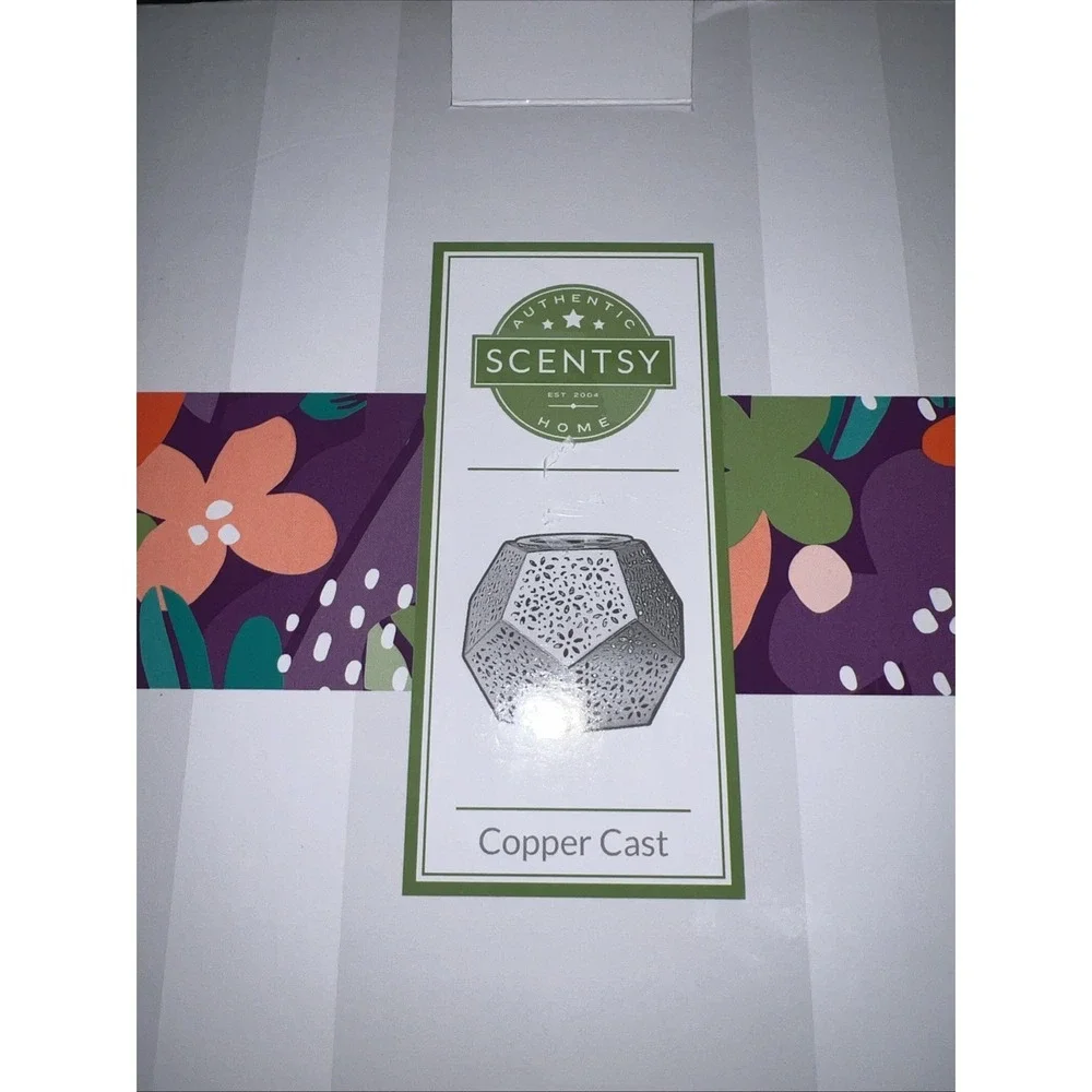 Scentsy Home Wax Warmer Copper Cast‎ Metal w/ Cutouts New in Box Geometric